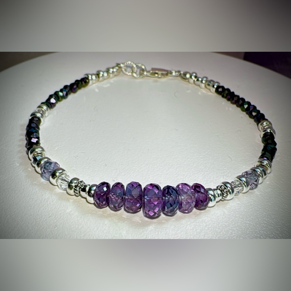 💜Custom💜Color Changing Alexandrite  •Sterling Silver Bracelet - Picture 7 of 10